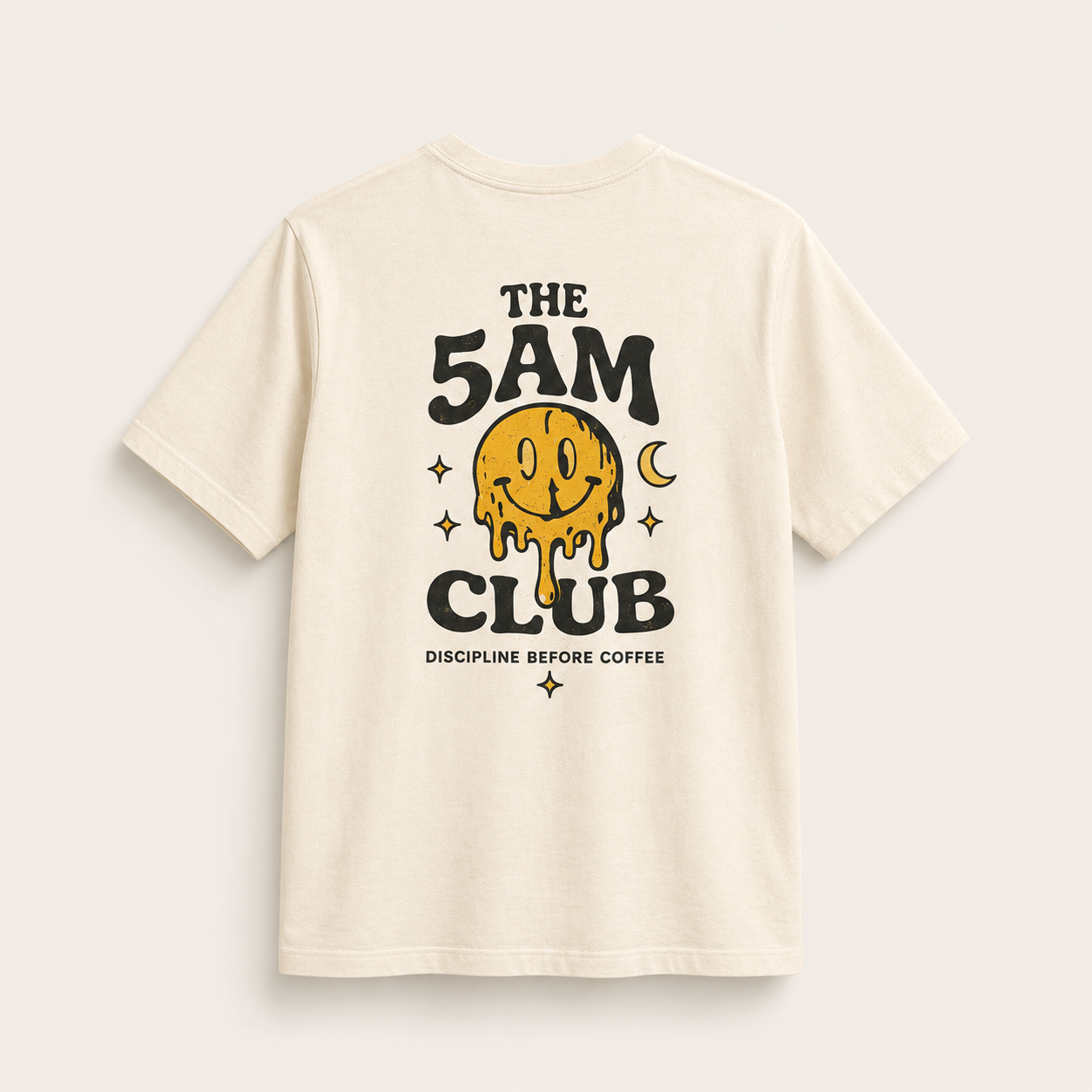 Easy Miles 5AM Club graphic running culture t-shirt in Natural featuring vintage early morning running design.