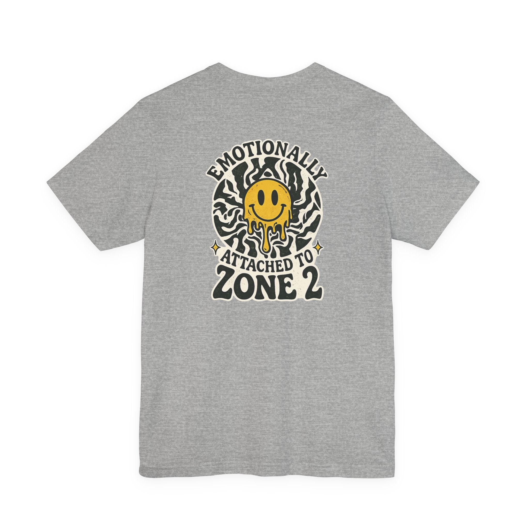 Easy Miles Emotionally Attached to Zone 2 graphic t-shirt in athletic heather.